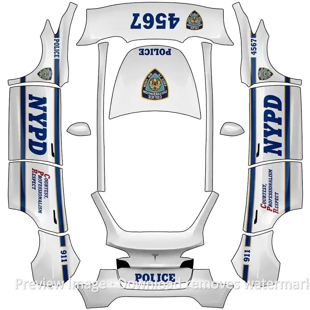 Model Y (2025+) Premium Police4597 Wrap Template