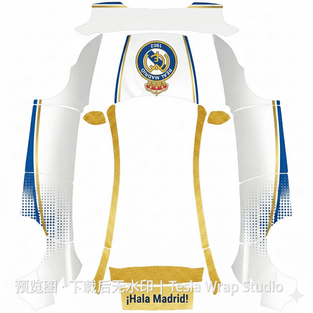 Model Y 2025 Premium ¡Hala Madrid! 主题外观模板 - Model Y (2025+) Premium 特斯拉喷漆车间模板