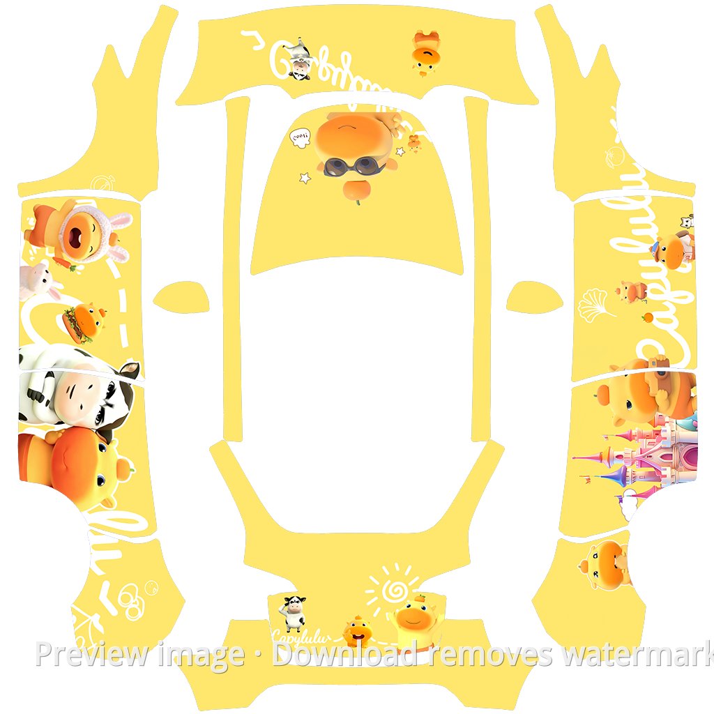 Lulu Capybara and Grassland Cow Theme - Model Y (2025+) Standard
