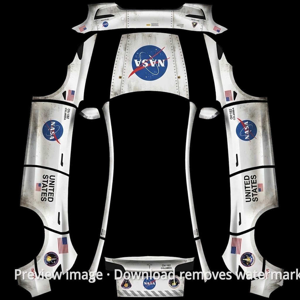 Model Y (2025+) Standard NASA Space Exploration Theme Wrap Template