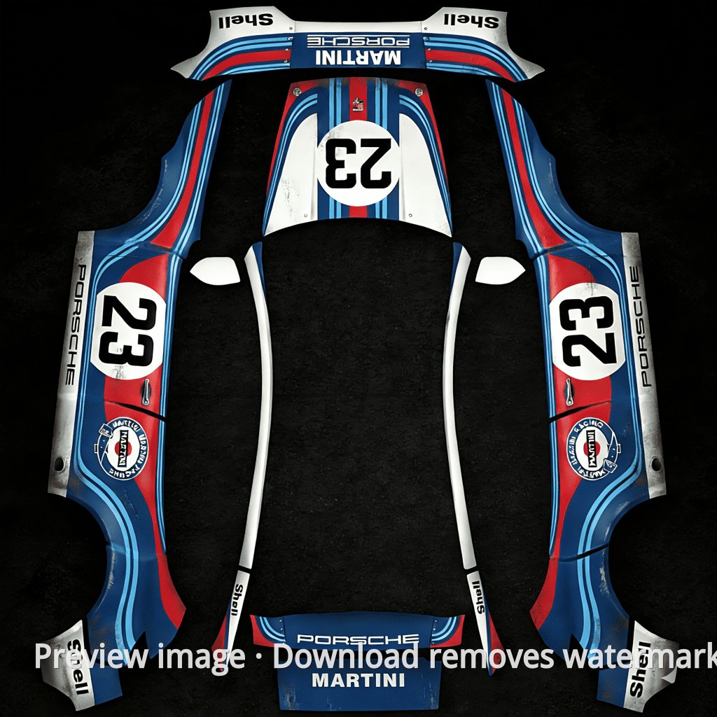 Porsche Racing Theme Model Y Wrap Template
