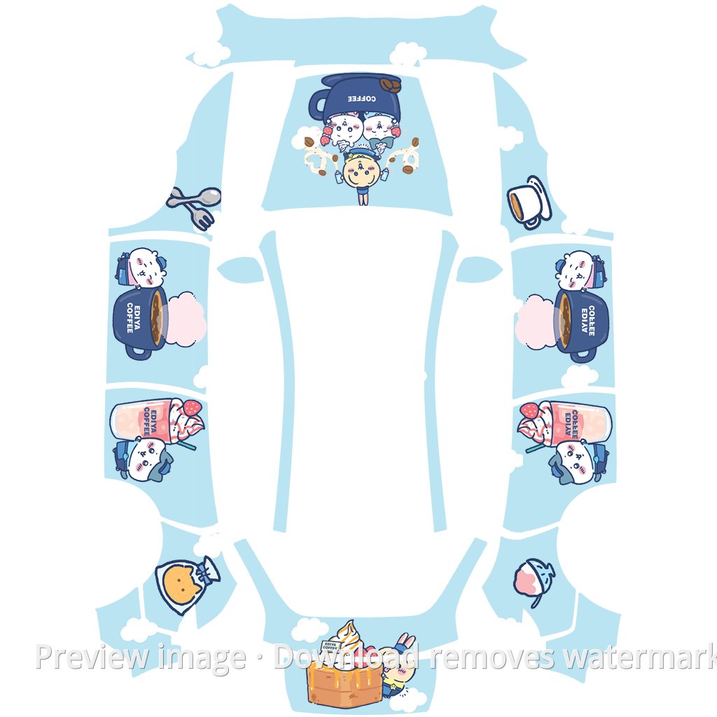 Chiikawa Food and Coffee Cute Theme - Model Y (2025+) Standard
