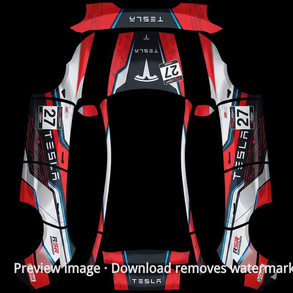 Model Y (2025+) Standard Cyberpunk Tesla Theme Wrap Template