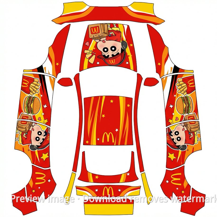 Model Y (2025+) Standard McDonald's Crayon Shin-chan Theme Wrap Template