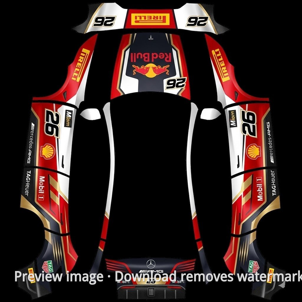 Model Y (2025+) Standard Red Bull Racing Theme Wrap Template