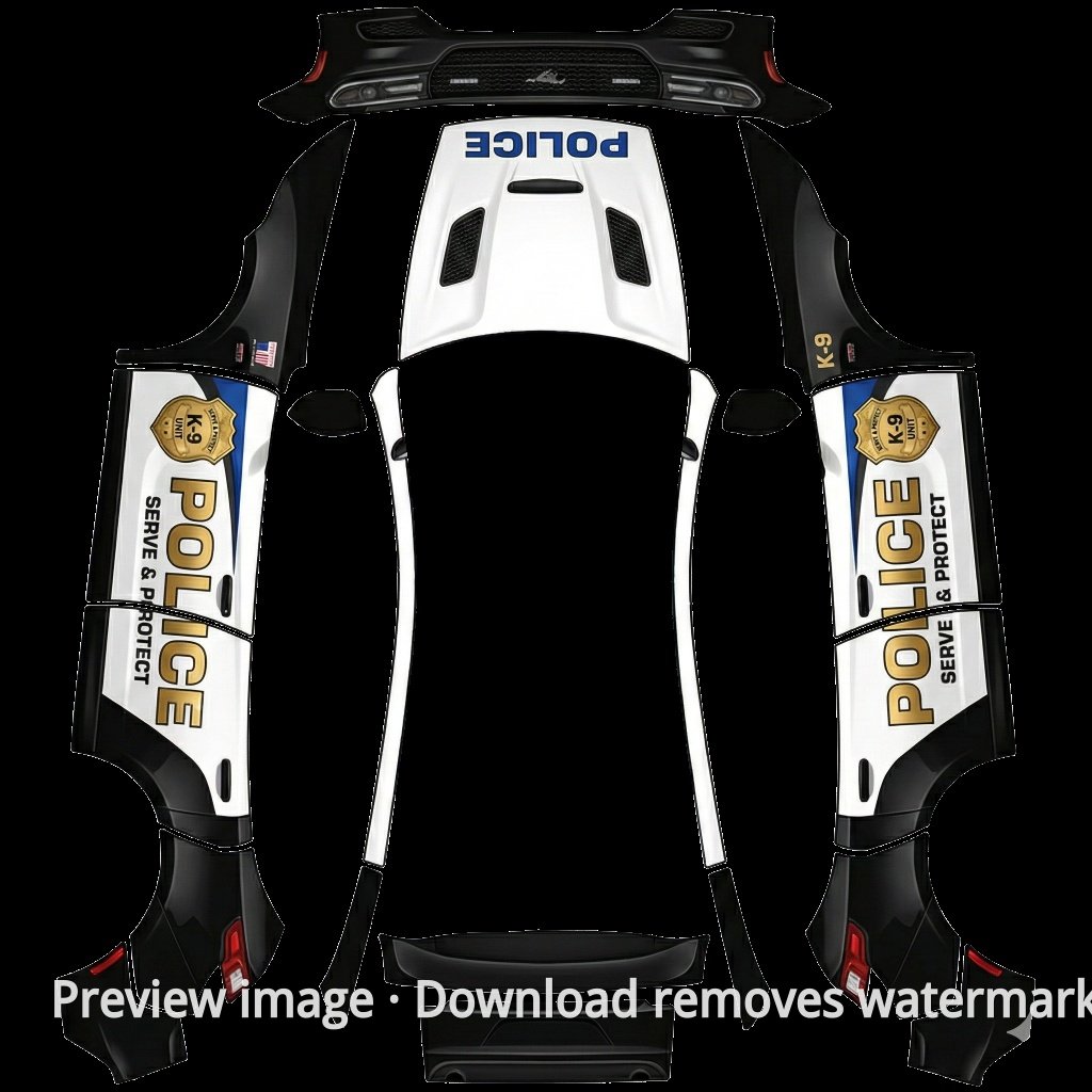 Model Y (2025+) Standard Police K9 Theme Wrap Template