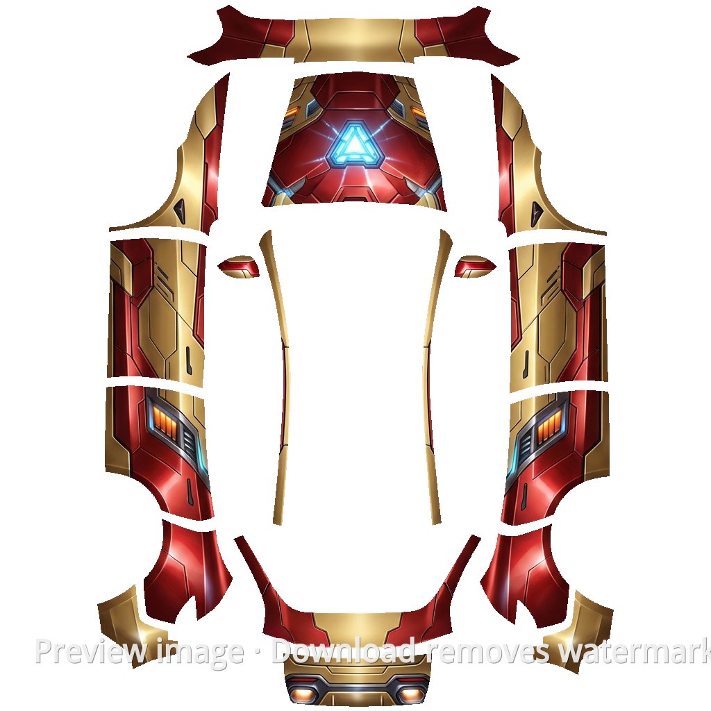 Model Y (2025+) Standard Iron Man Theme Wrap Template
