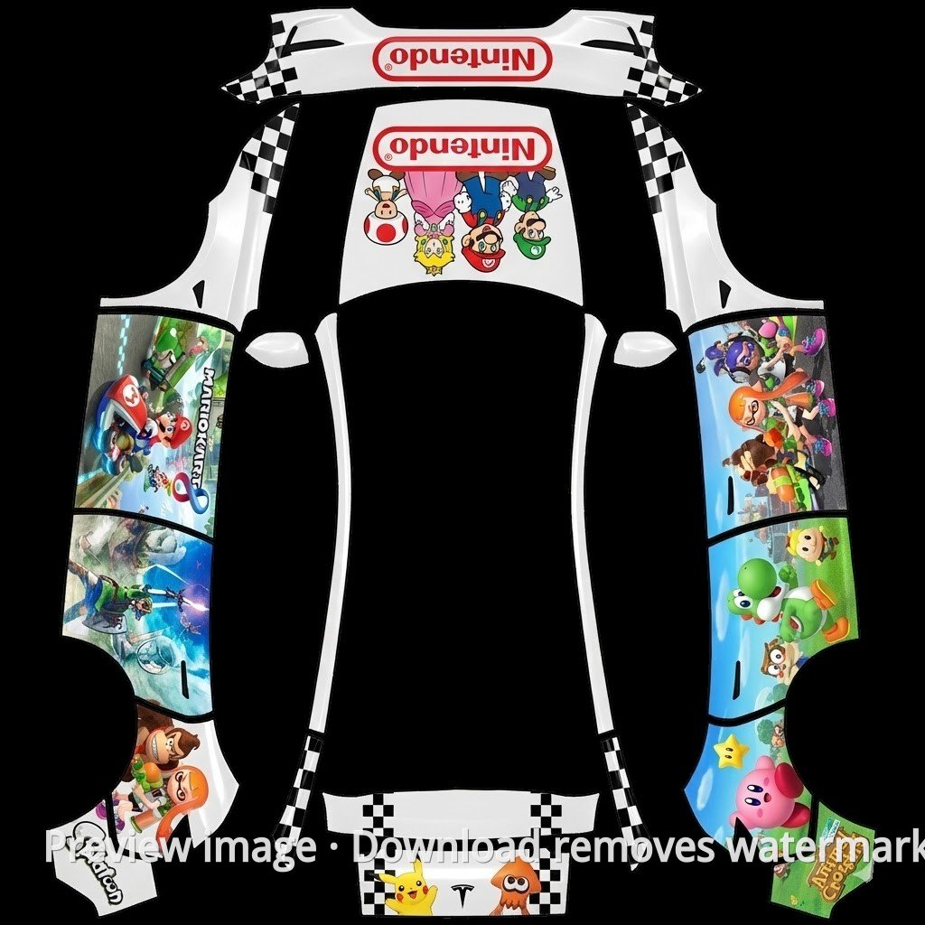 Model Y (2025+) Standard Nintendo Racing Theme Wrap Template