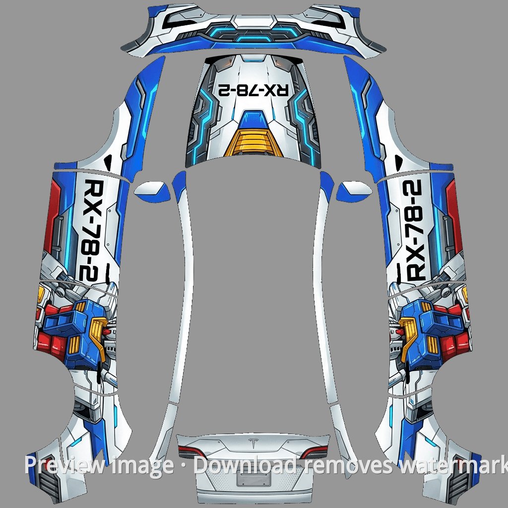 Mecha Gundam-Style Numbered Theme - Model Y (2025+) Standard