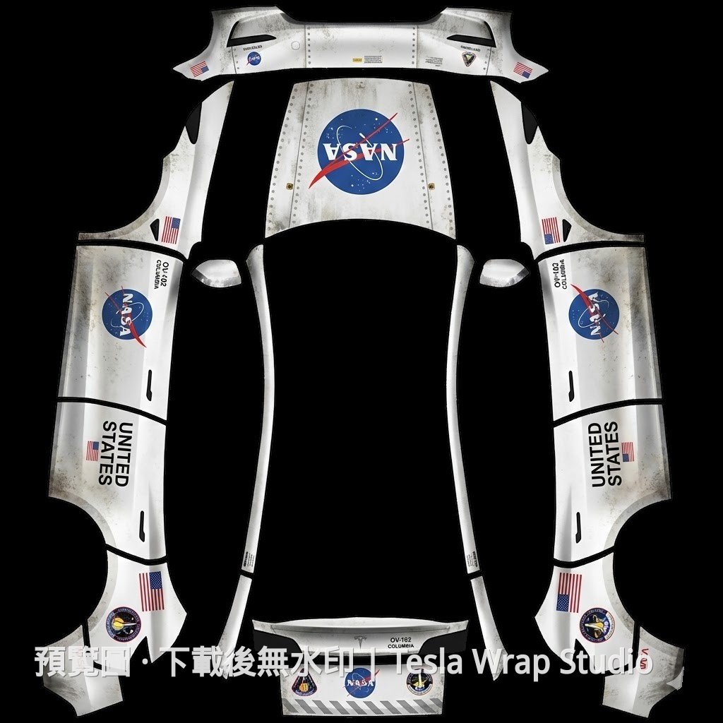 Model Y (2025+) Standard NASA 太空探索主題車體外觀範本