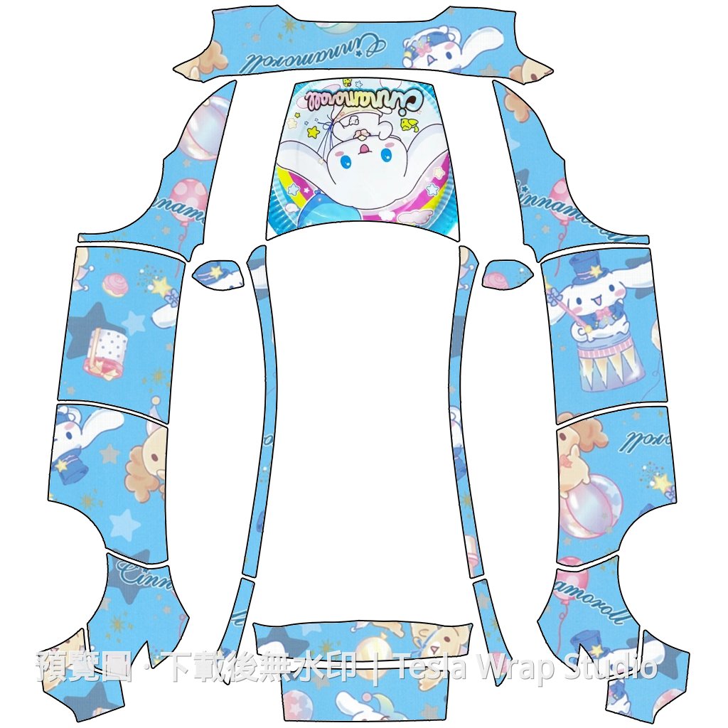 Model Y (2025+) Standard Sanrio 玉桂狗 Cinnamoroll 主題車體外觀範本