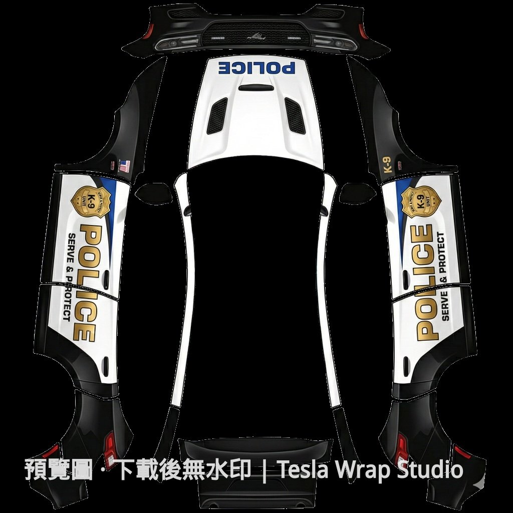 Model Y (2025+) Standard 警車 K9 主題車體外觀範本