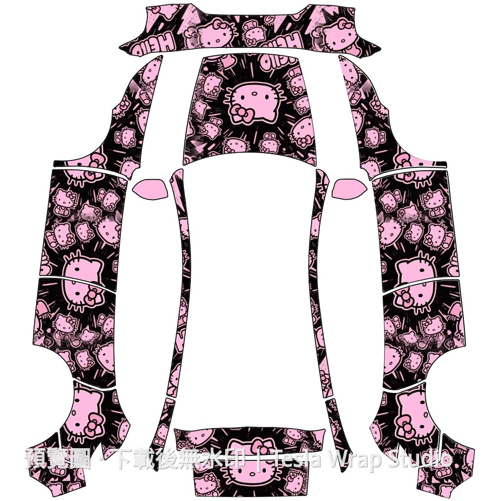 Hello Kitty 粉黑主題 - Model Y (2025+) Standard