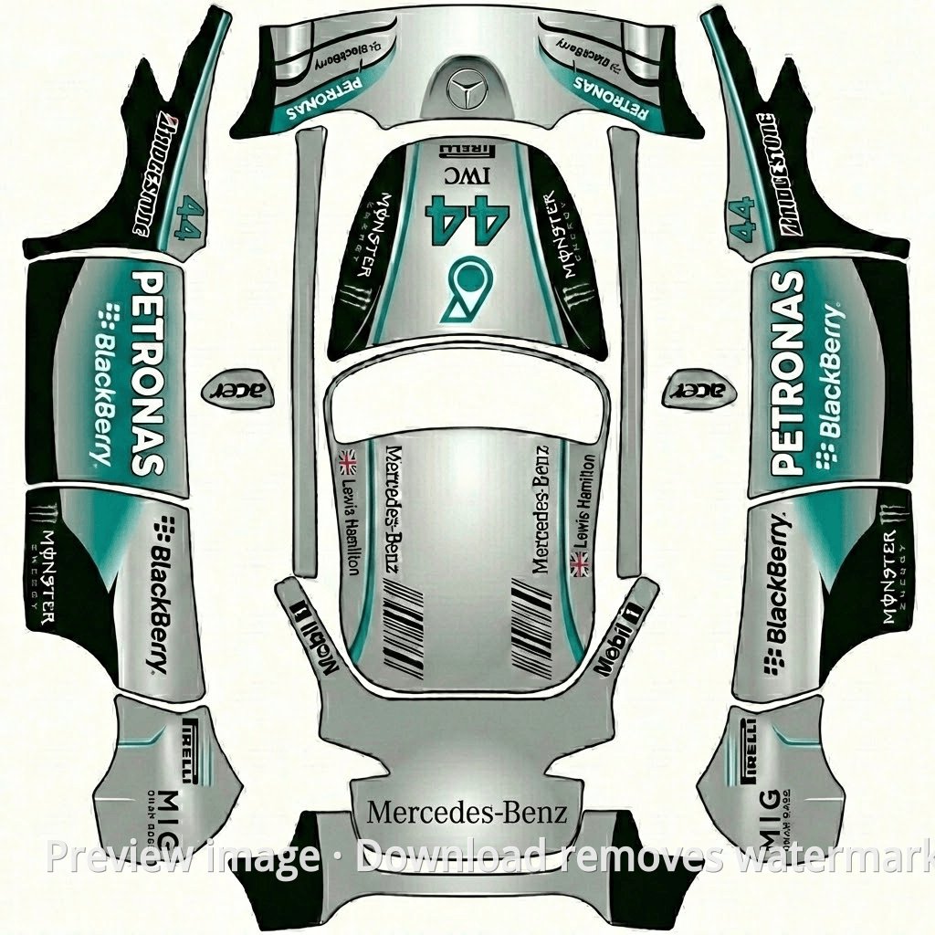 Hamilton 2013 Mercedes First Win Model Y Wrap Template