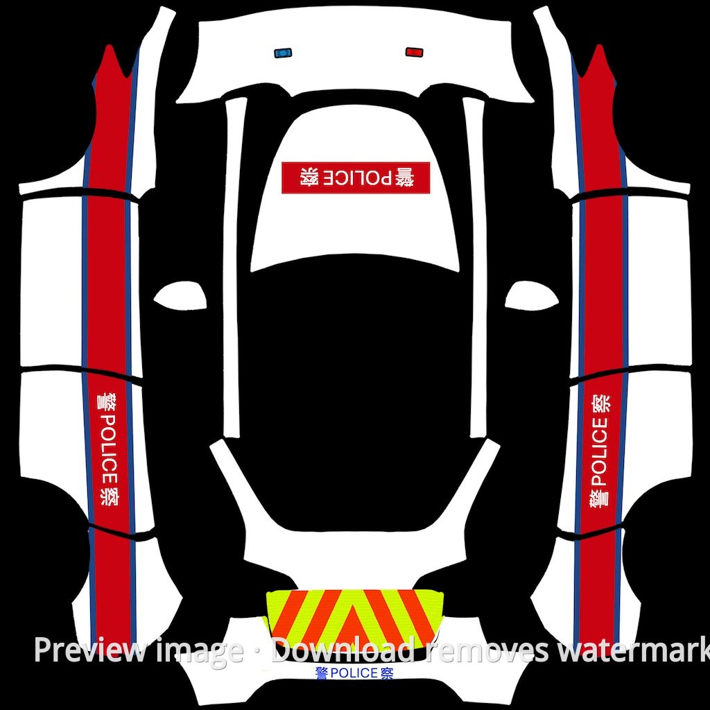 Model Y Hong Kong Police Car Theme Wrap Template