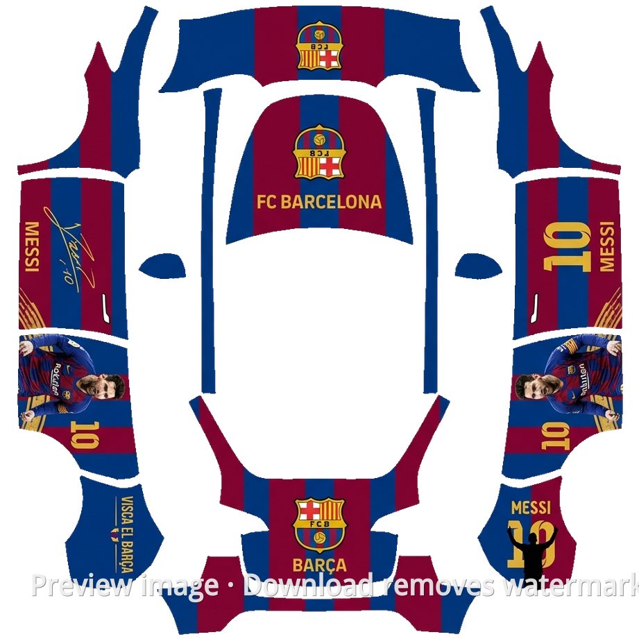 Model Y Barcelona Messi Theme Wrap Template