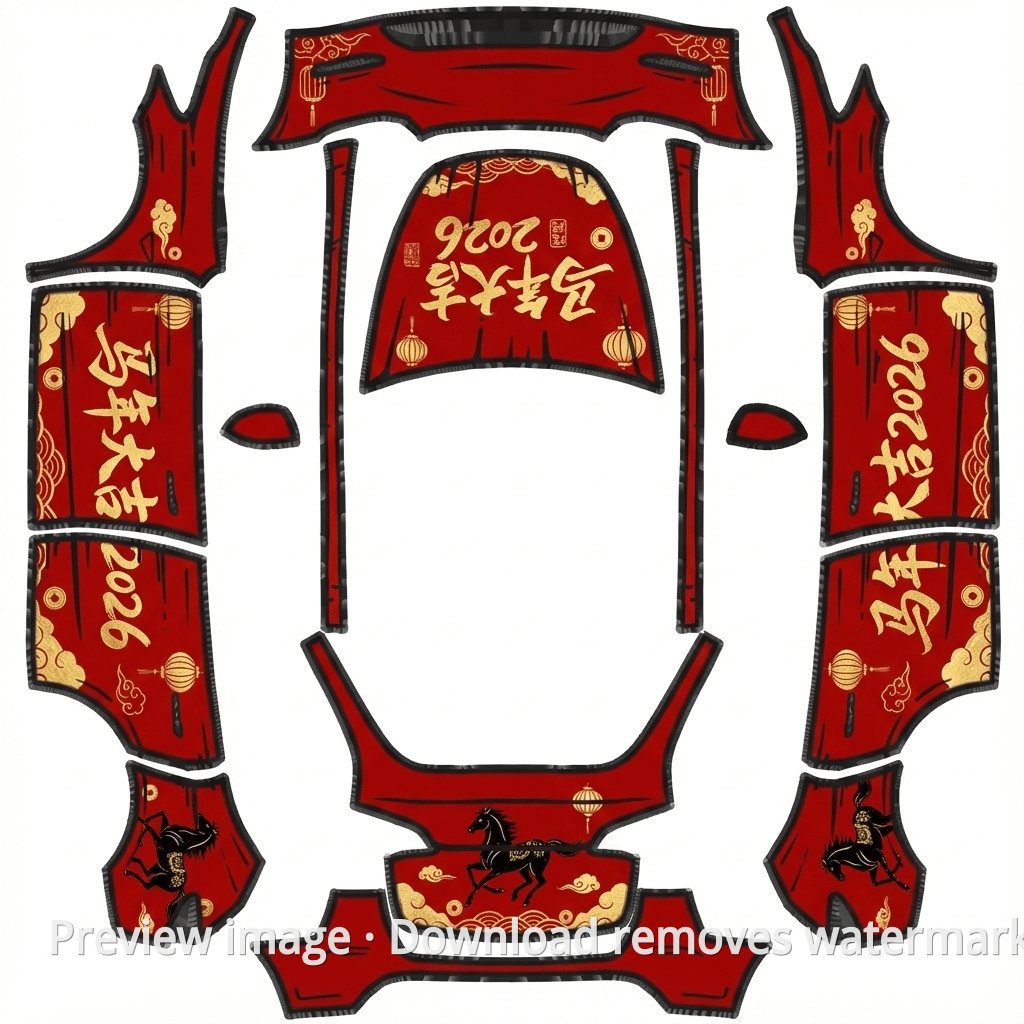 Model Y Lucky Year of the Horse Theme Wrap Template