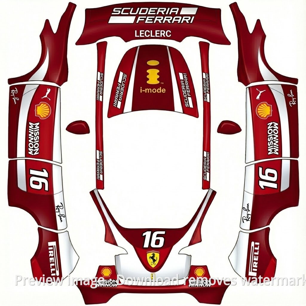 Model Y Ferrari Leclerc Theme Wrap Template