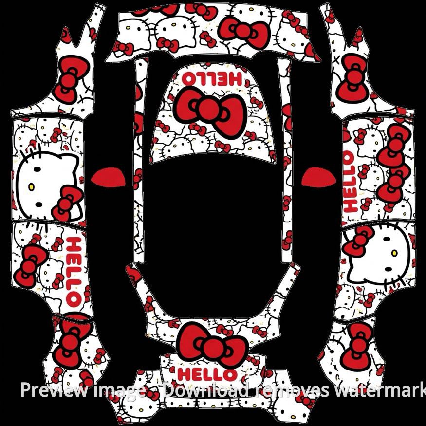 Hello Kitty Theme Model Y Wrap Template
