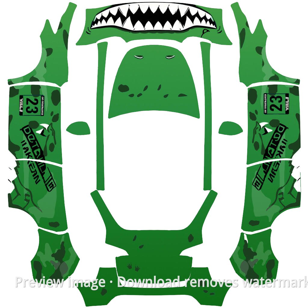 Green Dinosaur Model Y Wrap Template
