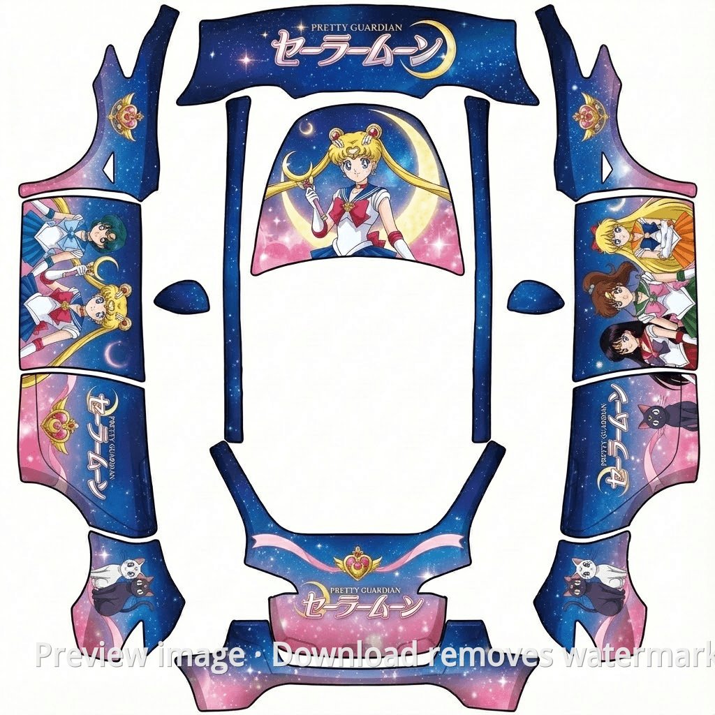 Model Y Sailor Moon Theme Wrap Template