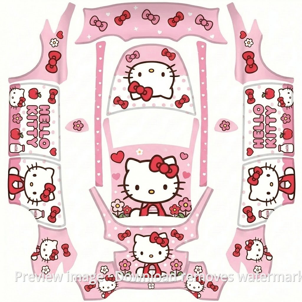 Model Y Hello Kitty Theme Wrap Template