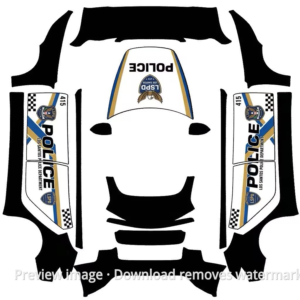Model Y Police Car Theme Wrap Template