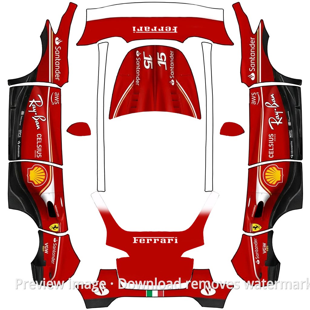 Model Y Ferrari SF-25 Theme Wrap Template - Model Y Tesla Paint Shop template