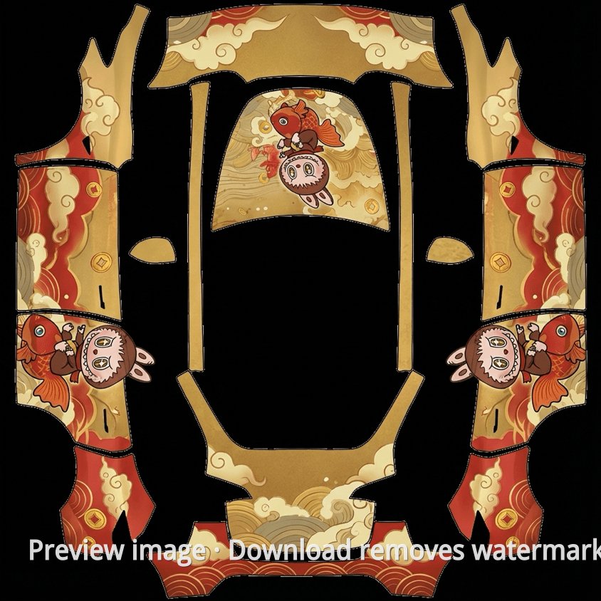 Festive Labubu Model Y Wrap Template