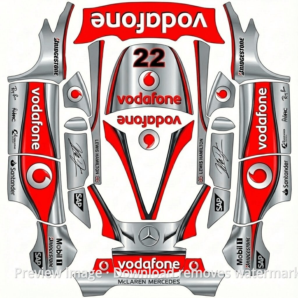 Model Y 2008 Hamilton McLaren MP4-23 Theme Wrap Template