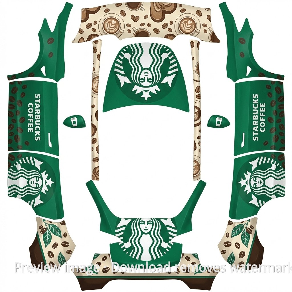 Model Y Starbucks Theme Wrap Template