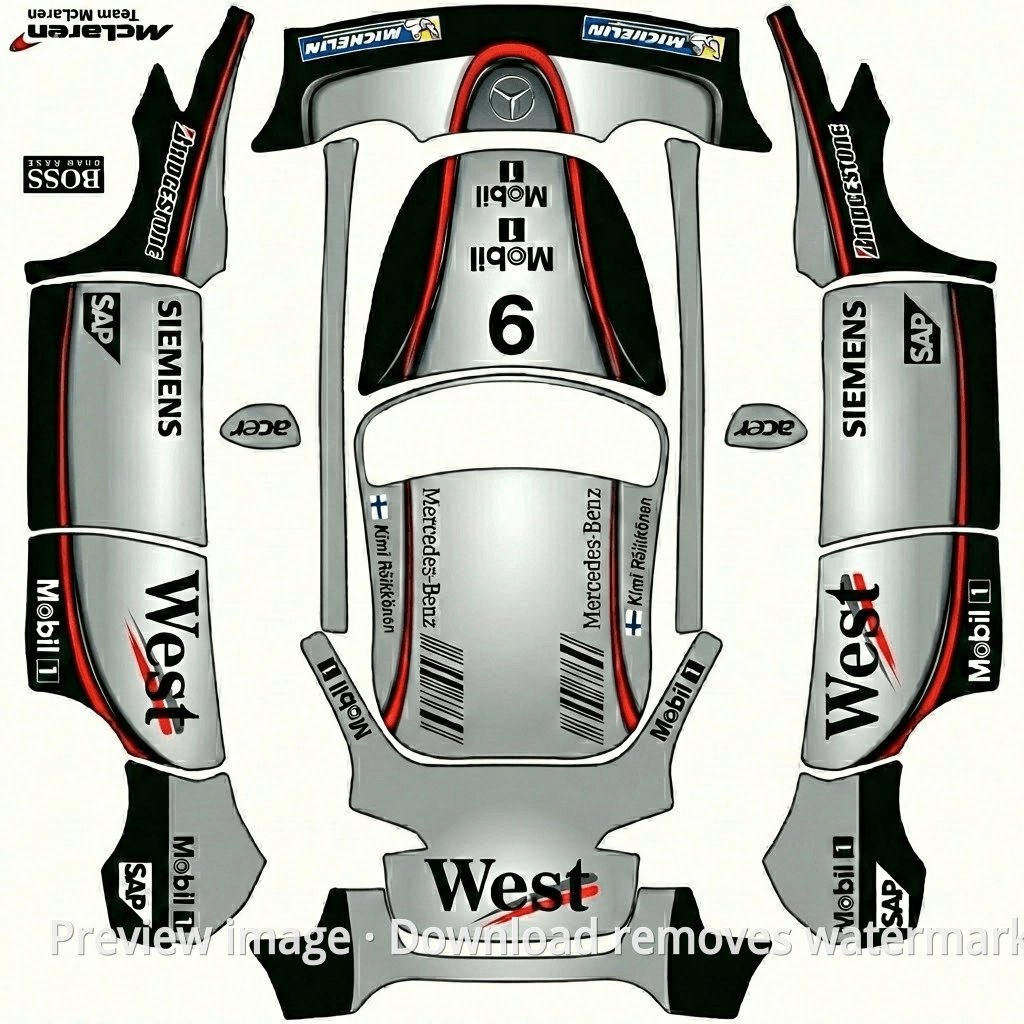 2005 McLaren MP4-20 Model Y Wrap Template