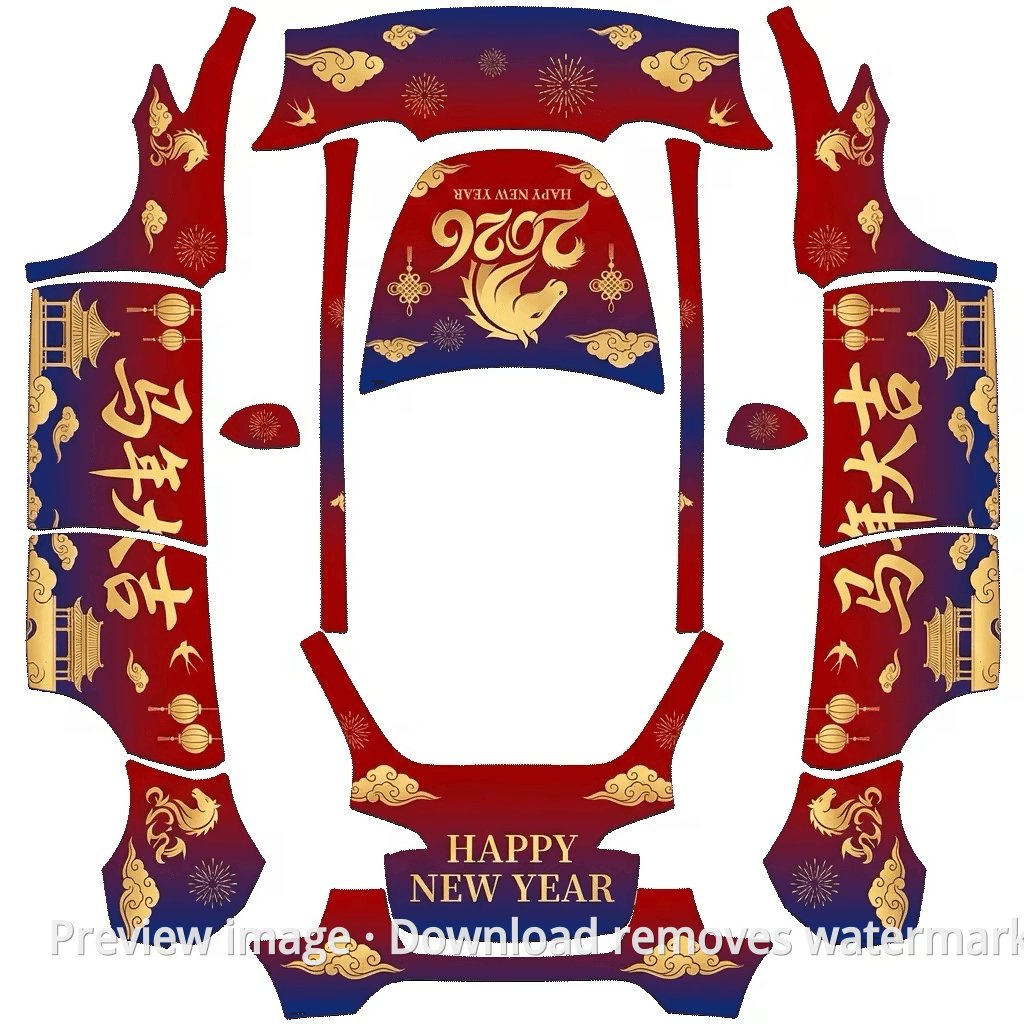 Model Y Lucky Year of the Horse Theme Wrap Template