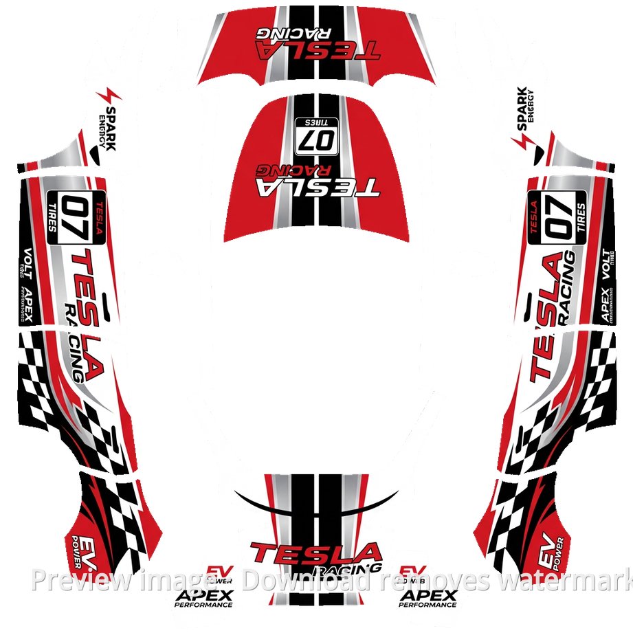No. 7 Race Car Model Y Wrap Template