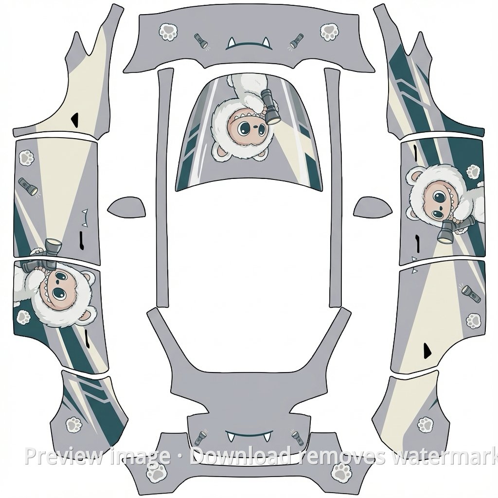 Low-Key Labubu Model Y Wrap Template
