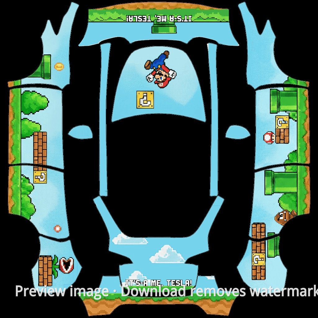 Model Y Super Mario Theme Wrap Template