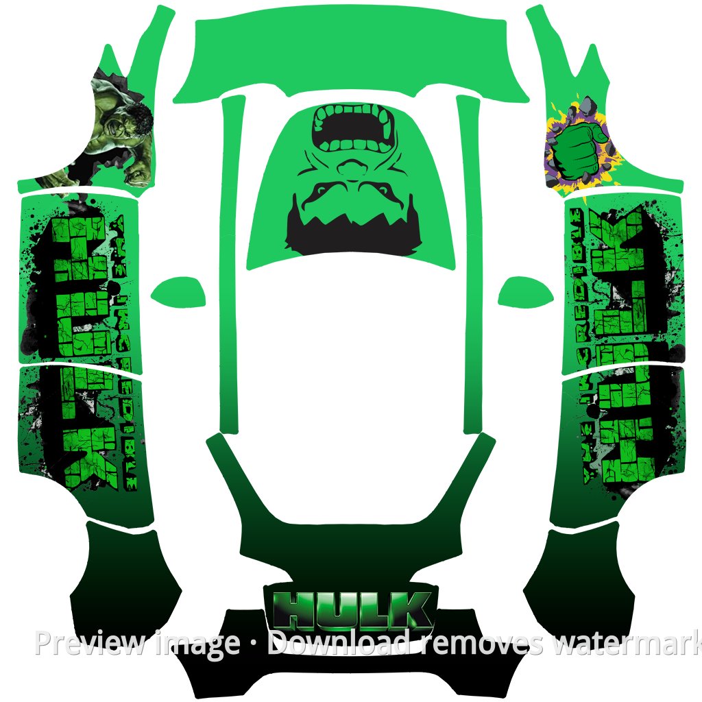Fierce Hulk Theme Model Y Wrap Template