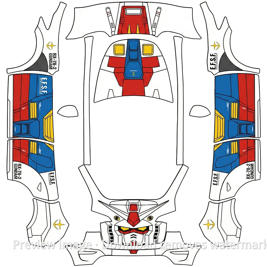 Gundam Theme Model Y Wrap Template
