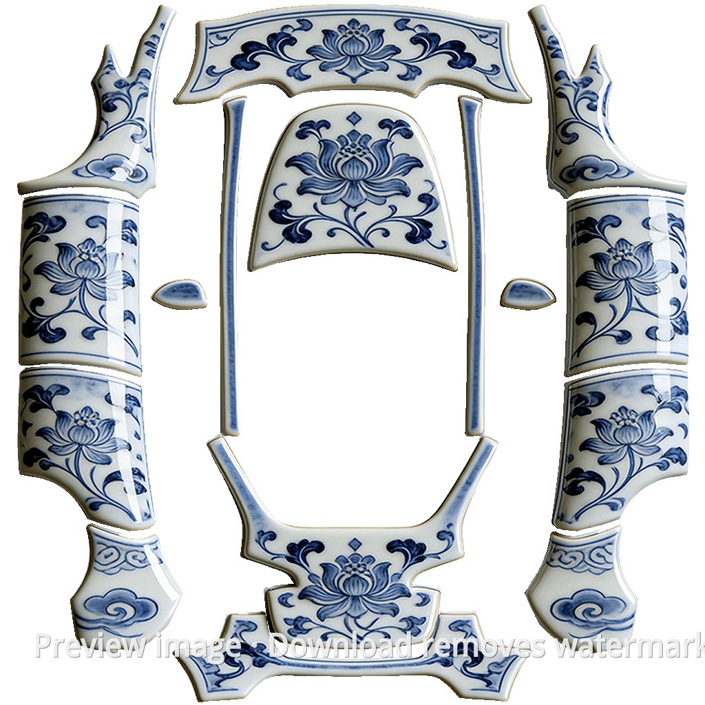 Blue-and-White Lotus Scroll Pattern - Model Y
