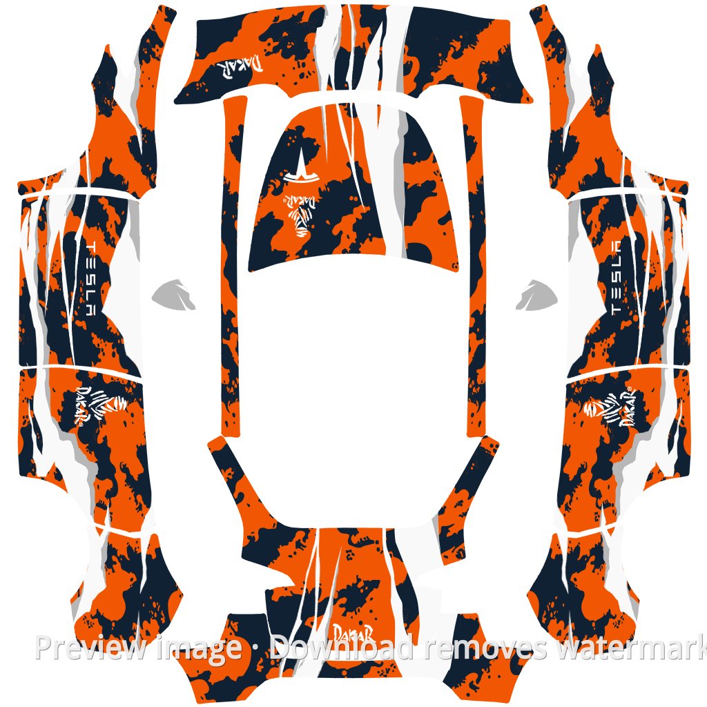 Dakar Model Y Livery Wrap Template
