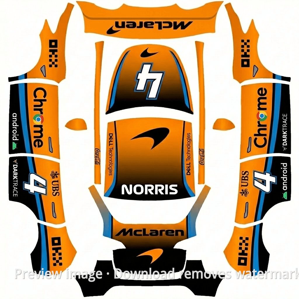 Model Y McLaren Lando Norris Theme Wrap Template