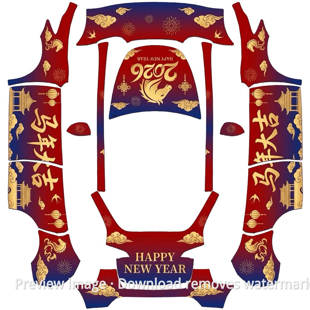 Model Y Lucky Year of the Horse New Year Theme Wrap Template