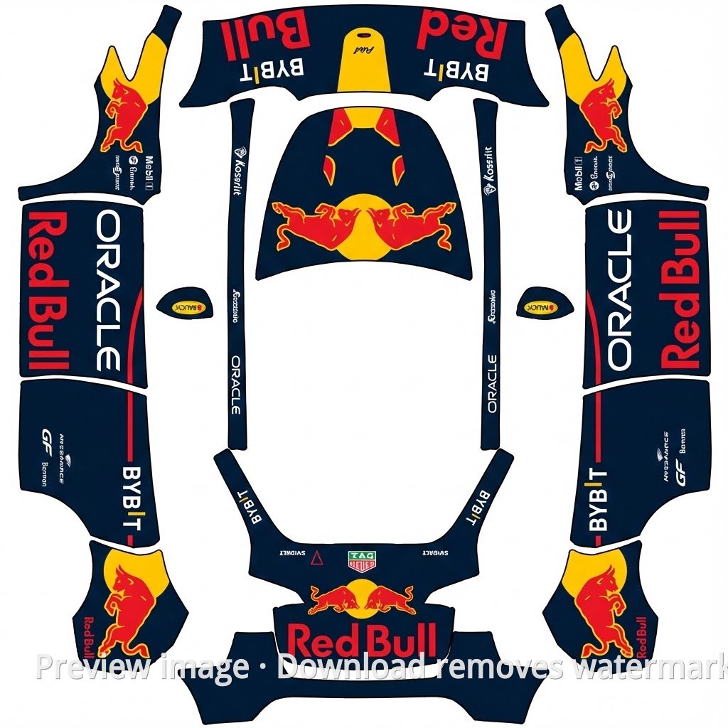 Model Y Red Bull RB21 Theme Wrap Template