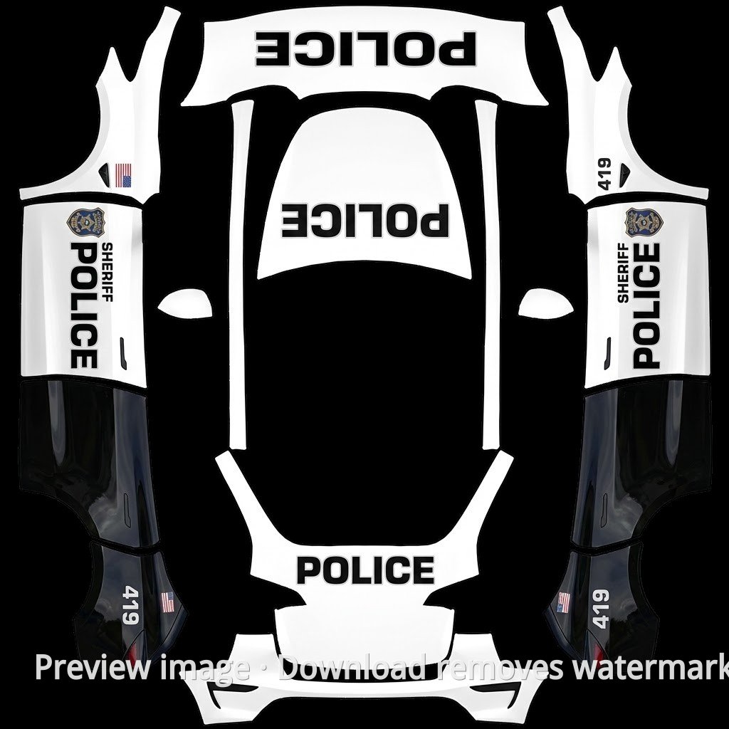 Model Y Police Patrol Theme Wrap Template