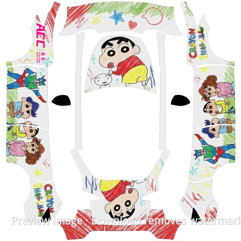 Model Y Crayon Shin-chan Crayon Style Theme Wrap Template