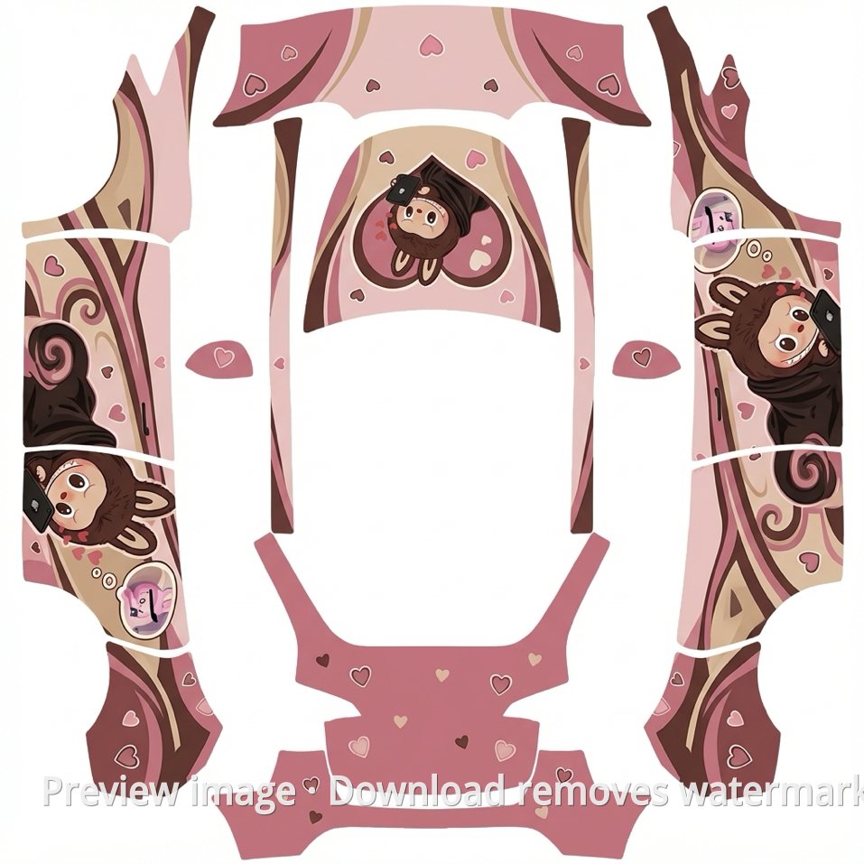 Pink Sweetheart Labubu Model Y Wrap Template