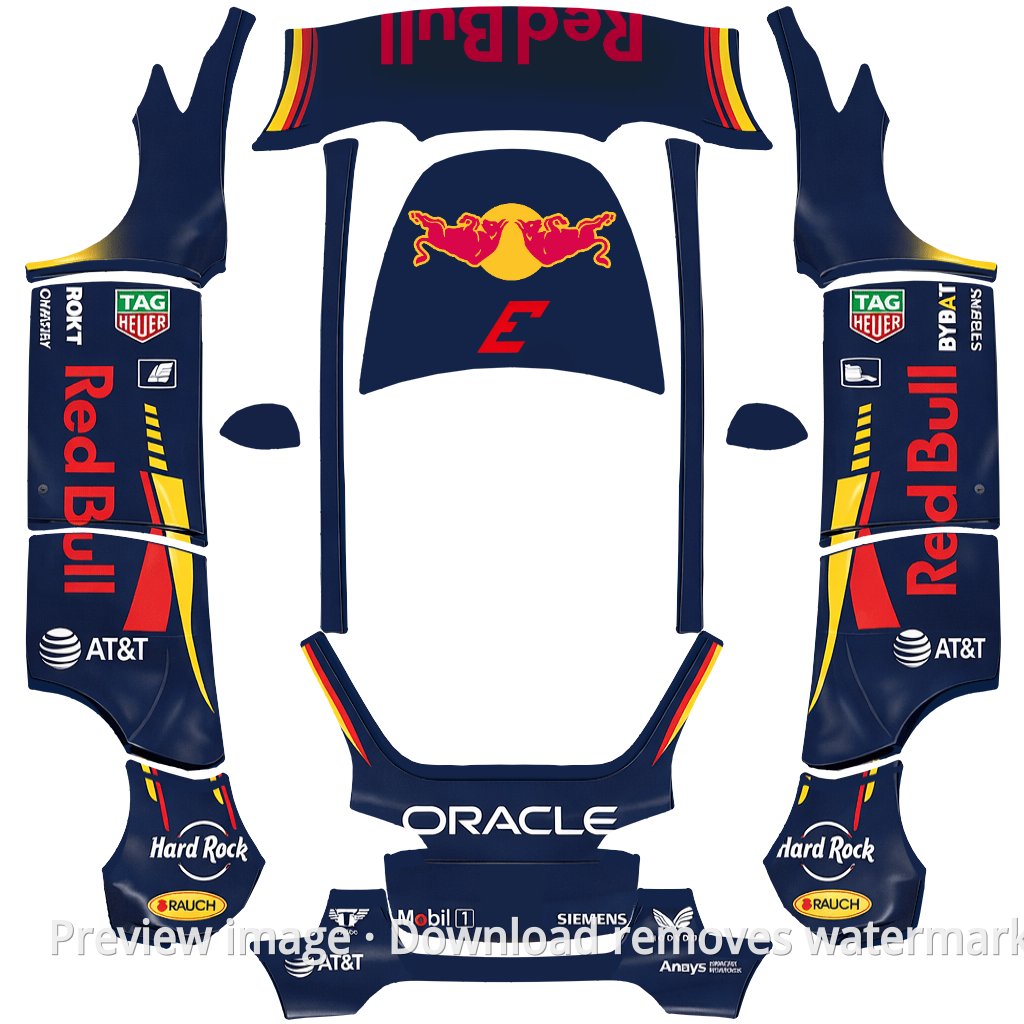 Model Y 2026 Season Red Bull Livery Theme Wrap Template