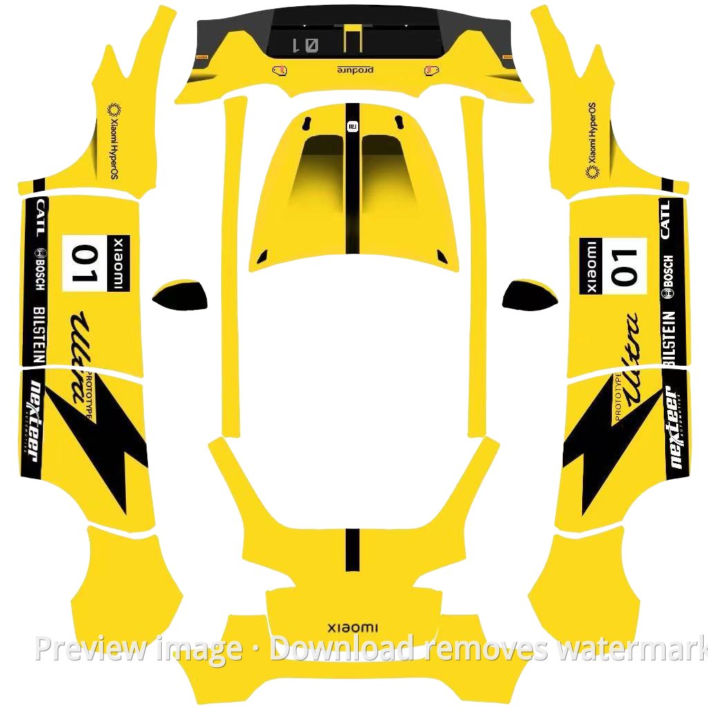 Model Y Xiaomi SU7 with Front Lip Theme Wrap Template