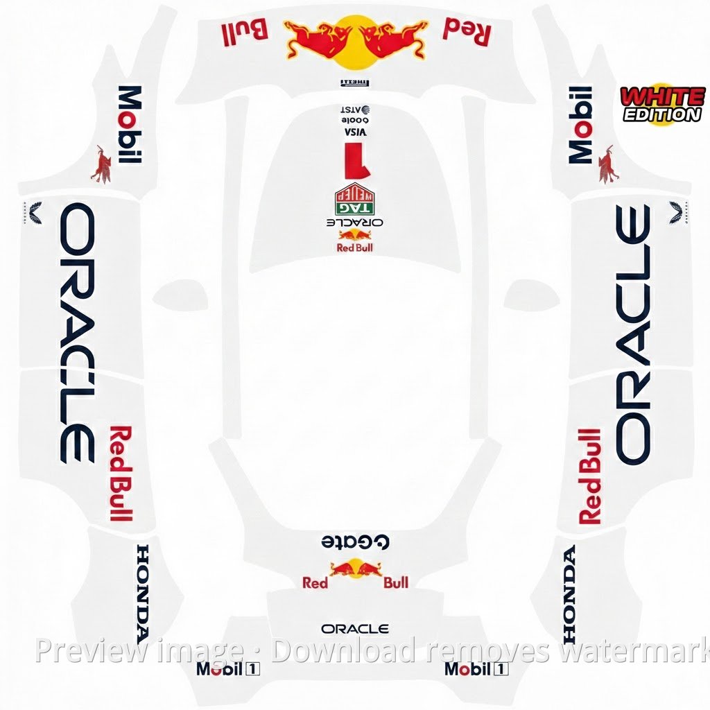 Verstappen White Bull Standard Model Y Wrap Template