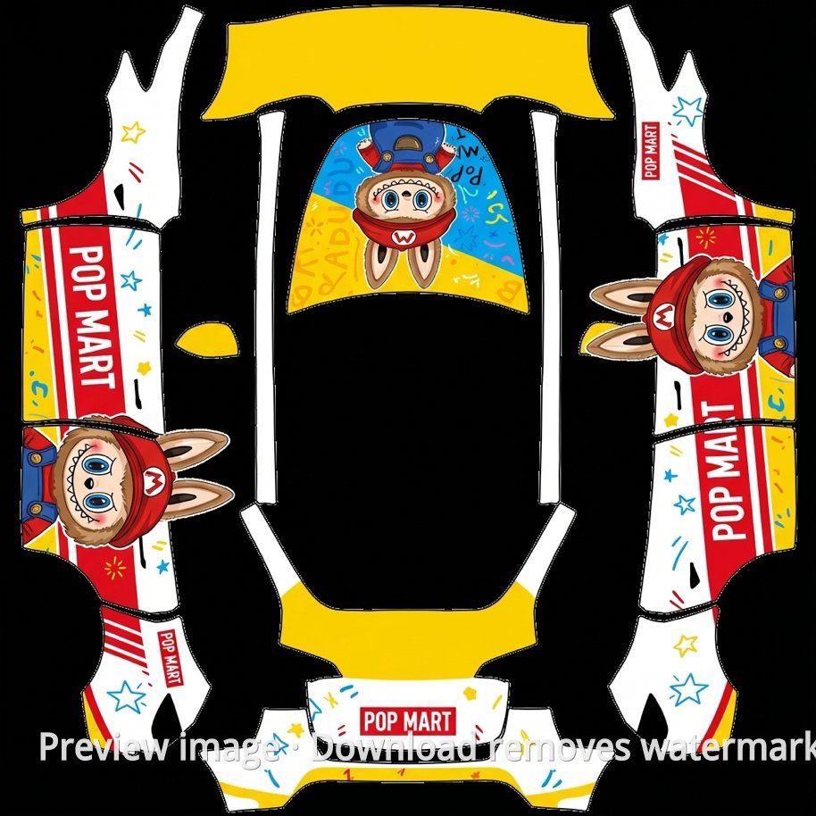 Model Y Mario Labubu Theme Wrap Template